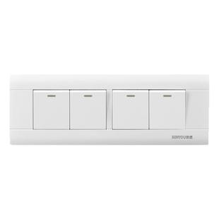 本优118型暗装墙壁开关插座面板四开单双控家用四位四联电源4开