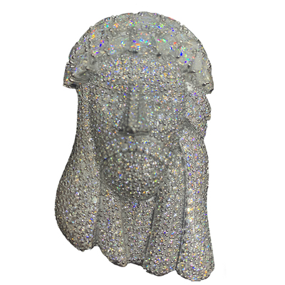 嘻哈纯银镶钻厚重人像吊坠莫桑石