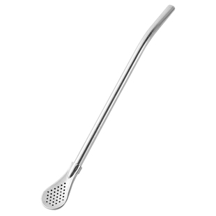 加长吸管勺子304不锈钢奶茶搅拌过滤一体两用环保粗金属非一次性