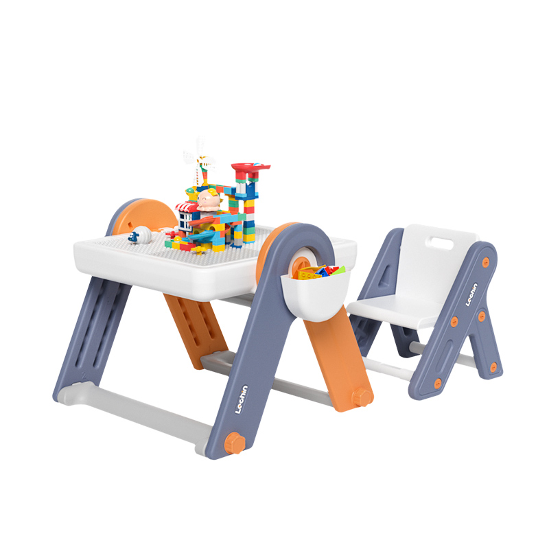 乐亲多功能积木桌可折叠画板儿童大颗粒拼装玩具益智宝宝男孩女孩