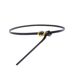 真皮细腰带女士新款装饰高级感配裙子西装百搭收腰裤带窄黑色皮带