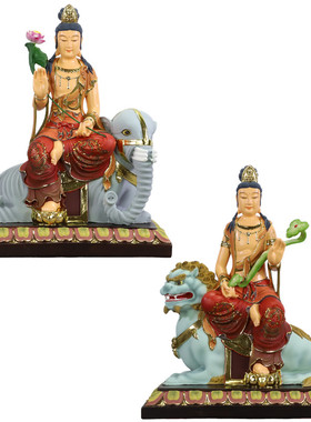 中式风文殊普贤菩萨寺庙手工佛像