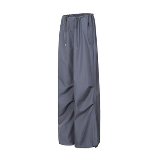 annerun街头风抽绳工装裤女款2025新款春秋运动健身裤降落伞裤子