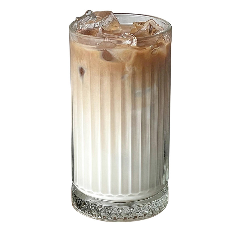 ins风古典条纹玻璃咖啡杯