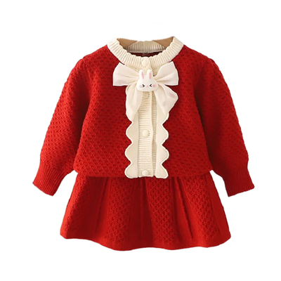 女童针织开衫套装秋冬季