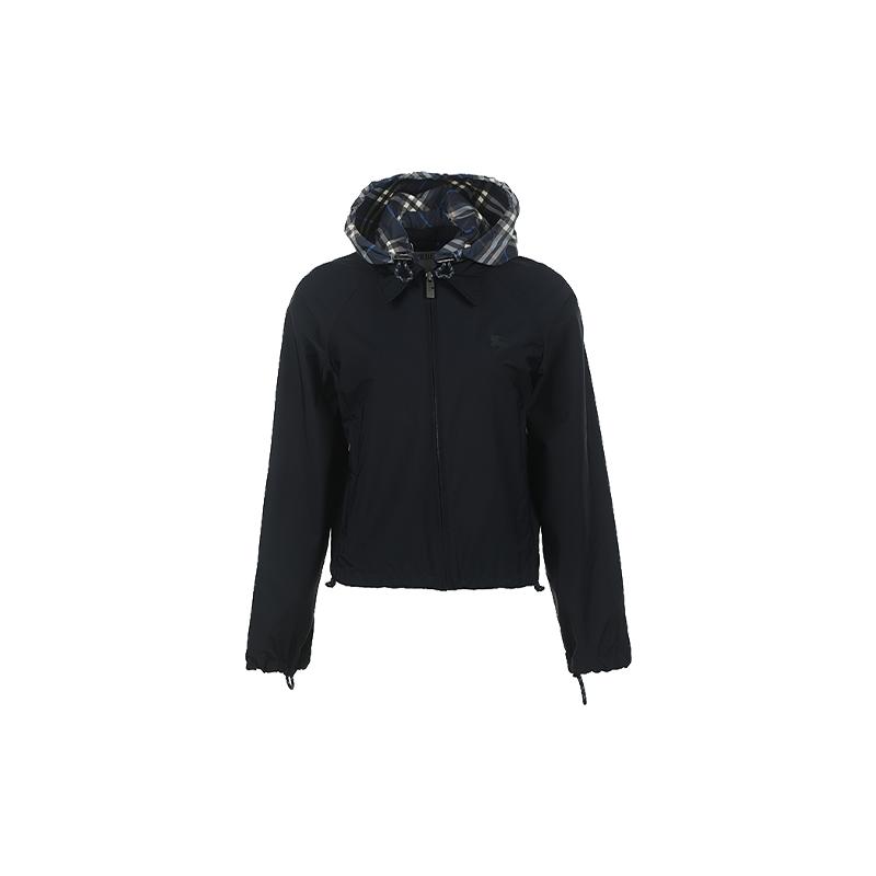 【自营】BURBERRY/博柏利女士可拆卸兜帽休闲拉链薄款短夹克外套