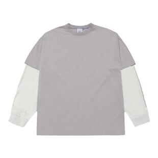 ADLV 韩国潮牌秋季新款卫衣拼接袖子男女款圆领长袖T恤假两件上衣