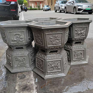 六角水泥花盆模具手工自制花盒塑料模型园林绿化大号花盘建筑模板