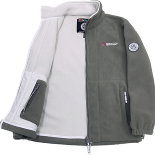 挪威加绒加厚保暖抓绒衣双层棉衣厚夹克外套抗寒立领多口袋有大码