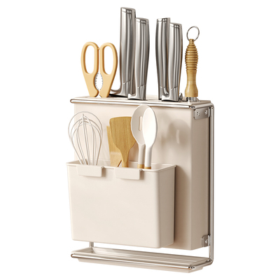 高颜值厨房壁挂式刀架子筷桶筷笼筷筒一体免打孔多功能置物架挂墙