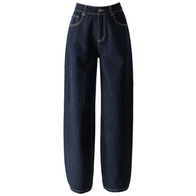 春四季防褪色丹宁蓝阔腿牛仔裤女