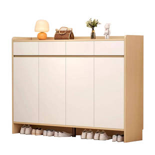 实木鞋柜家用门口收纳柜一体靠墙入户玄关柜新款走廊门外楼道鞋架