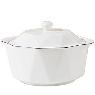 10.5英寸陶瓷品锅家用加厚钻石酸菜鱼汤盆汤勺北欧创意双耳炖菜盆