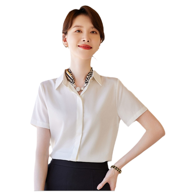 诗璐雅白色短袖职业衬衫
