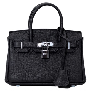 真皮黑银迷你托特包包女大容量手提包2025秋冬新款单肩斜挎通勤包