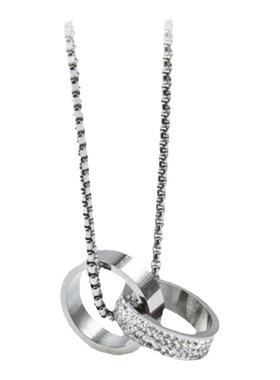 痞帅双环镶钻戒指项链男潮嘻哈