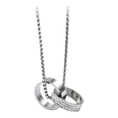 痞帅双环镶钻戒指项链男潮嘻哈