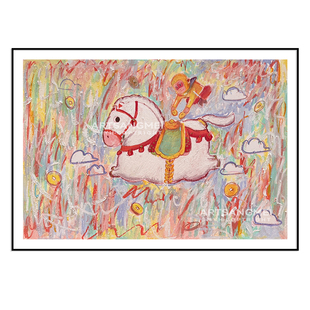 现代简约潮流客厅横幅装饰画陈建周【马上有钱】网红直播间签名画