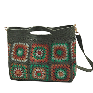 丽雅巧织社 旧时光斜挎手拎两用包祖母格钩针编织材料包 手工diy