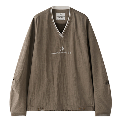 DID DAILY:Louise 美式复古撞色休闲绣花V领卫衣25新品