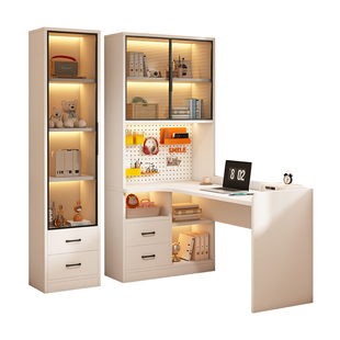 实木转角书桌书柜一体办公桌椅套装学生家用学习桌台式拐角电脑桌