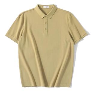 LUUD 桑蚕丝冰凉感舒适透气翻领T恤男黑色简质修身百搭短袖Polo衫