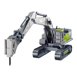 仿真合金头儿童工程车玩具钻地机抓石机夹木车模型男孩生日礼物