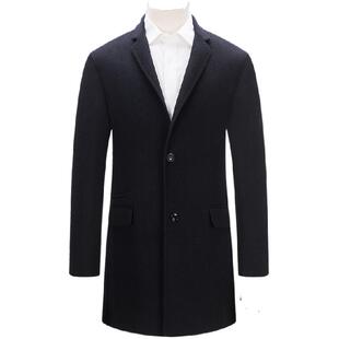鼎铜羊毛大衣男西装领双面呢中年男士商务中长款羊绒毛呢外套冬