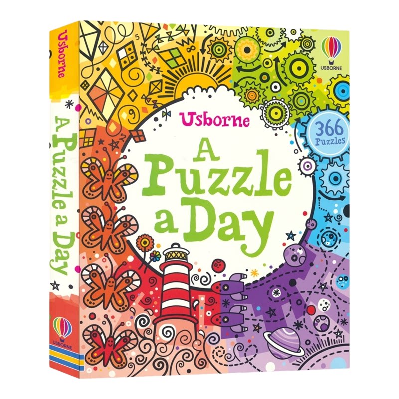 Usborne A Puzzle a Day 一整年解谜活动册 366个活动 7-10岁 儿童英语趣味益智活动 迷宫字谜智力游戏 思维训练 英文原版进口图书