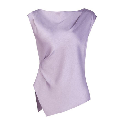 婉甸2026夏季新品紫色套头优雅风不对称一字领无袖上衣1252H26YD5