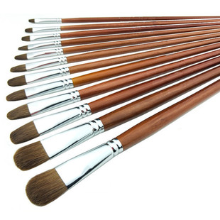 莫帕斯H988水粉笔狼毫圆头水彩笔油画笔丙烯颜料单支套装扇形排笔