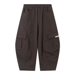 男童秋冬韩范加绒弯刀工装裤2026新款青少年儿童冬装直筒宽松裤子