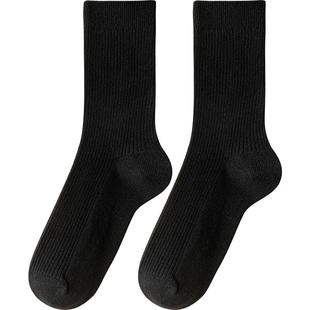 袜子女中筒袜春夏薄款ins潮纯棉长袜过膝长筒堆堆袜黑色jk小腿袜