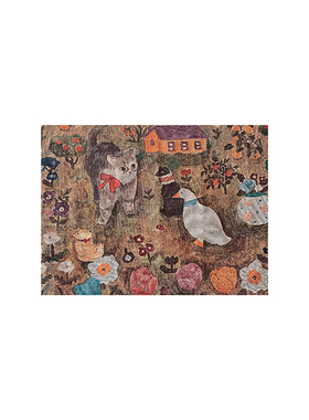 TaoMu 动物聚会 艺术感动物客厅挂画手工奶油风沙发背景墙装饰画
