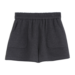 醋酸毛呢短裤女秋冬2025新款高腰外穿靴裤加厚休闲a字羊毛阔腿裤