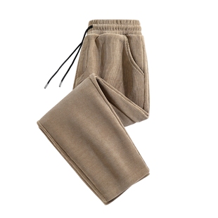 班尼路雪尼尔加绒裤子男秋冬季男裤休闲长裤宽松直筒运动裤男士A