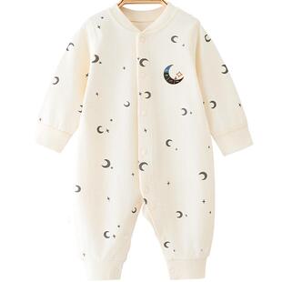 婴儿衣服春秋装纯棉a类男女宝宝睡衣新生儿连体衣感温哈衣秋冬季