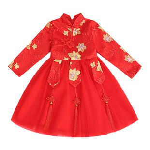 女童连衣裙秋款古装旗袍汉服洋气2025新款中国风春秋儿童装公主裙