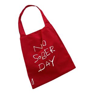 量子猜想x7Nine原创醉酒小狗大容量字母百搭ins风韩系单肩帆布包