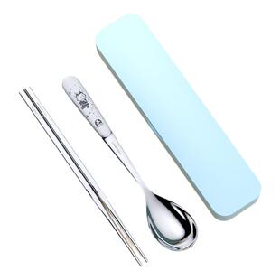 316不锈钢筷子勺子小学生汤匙收纳盒单人装个人专用便携餐具套装