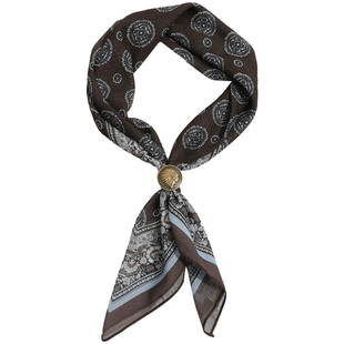 2025新款美拉德复古腰果花丝巾方巾包头巾小围巾男生配饰领巾围脖