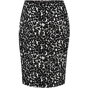 【清仓】名师路女装黑白花直筒半身裙秋冬女ol修身显瘦包臀裙中裙