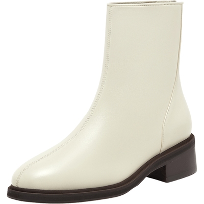 真美诗羊皮简约通勤瘦瘦时装短靴