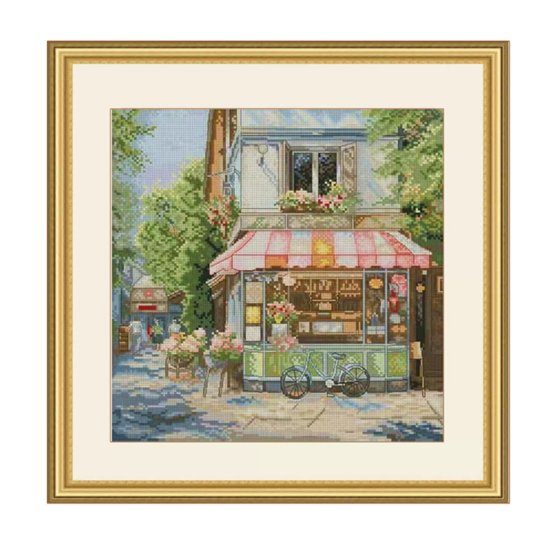 街角商店十字绣新款街景小屋治愈
