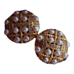 小香风淡水珍珠耳钉耳环女纯银高级感 大牌耳饰轻奢时尚复古耳坠