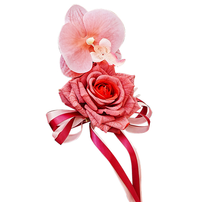 婚车装饰后视镜仿真花喜字蝴蝶兰