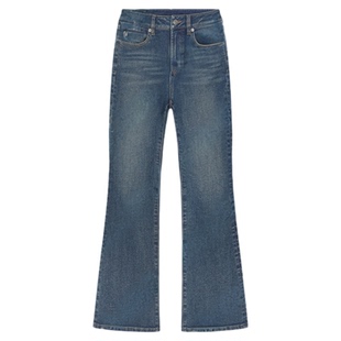 邱莹莹HELA AOMI “日本进口.冈山牛仔”纹理感微喇显瘦牛仔裤