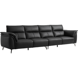 林氏家居黑色真皮沙发客厅2025新款头层牛皮意式极简高级感PS808