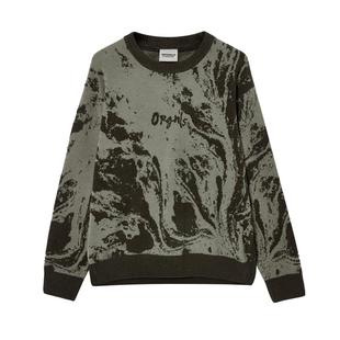 绫致杰克琼斯男生25秋冬针织衫圆领衣身满印毛衣舒适休闲上衣