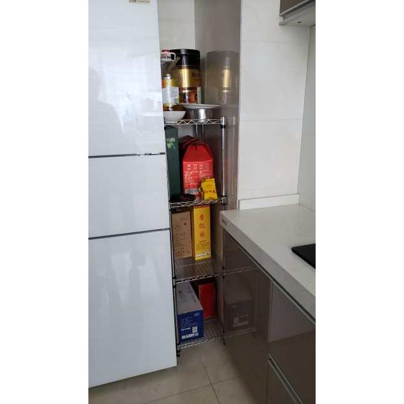 20CM宽夹缝置物架厨房冰箱旁窄缝隙储物架不锈钢色宽25厘米收纳架